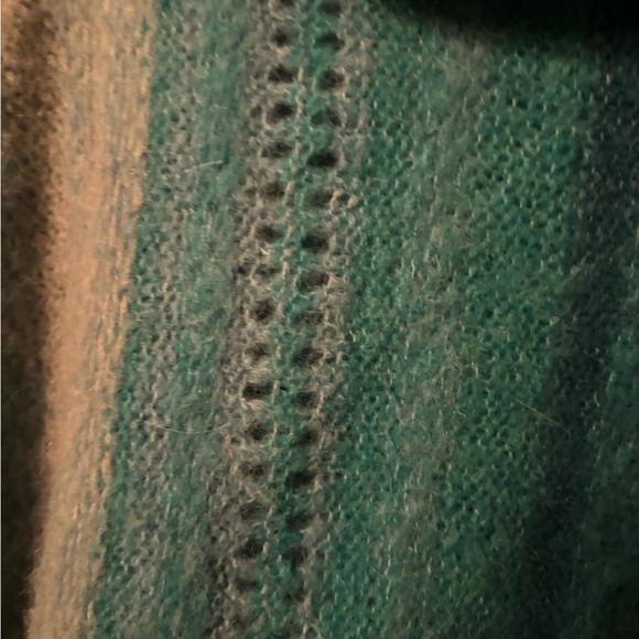 Free People Blue/Green Gradient Soft Alpaca Cowl Neck Cropped Boho Sweater, XS - Picture 9 of 10